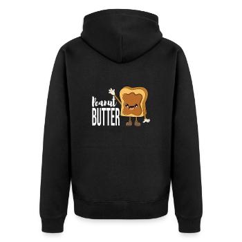 Erdnussbutter - Unisex Premium Bio Zip Hoodie - Schwarz - Hinten - Nico (187cm)