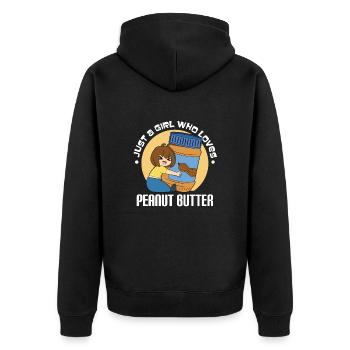 Erdnussbutter Peanut Butter - Unisex Premium Bio Zip Hoodie - Schwarz - Hinten - Nico (187cm)