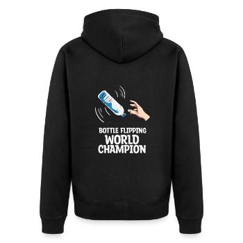 Water Bottle Flipping Flaschendrehen - Unisex Premium Bio Zip Hoodie - Schwarz - Hinten - Nico (187cm)