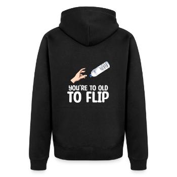 Water Bottle Flipping Flaschendrehen - Unisex Premium Bio Zip Hoodie - Schwarz - Hinten - Nico (187cm)
