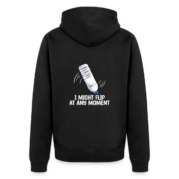 Water Bottle Flipping Flaschendrehen - Unisex Premium Bio Zip Hoodie - Schwarz - Hinten - Nico (187cm)