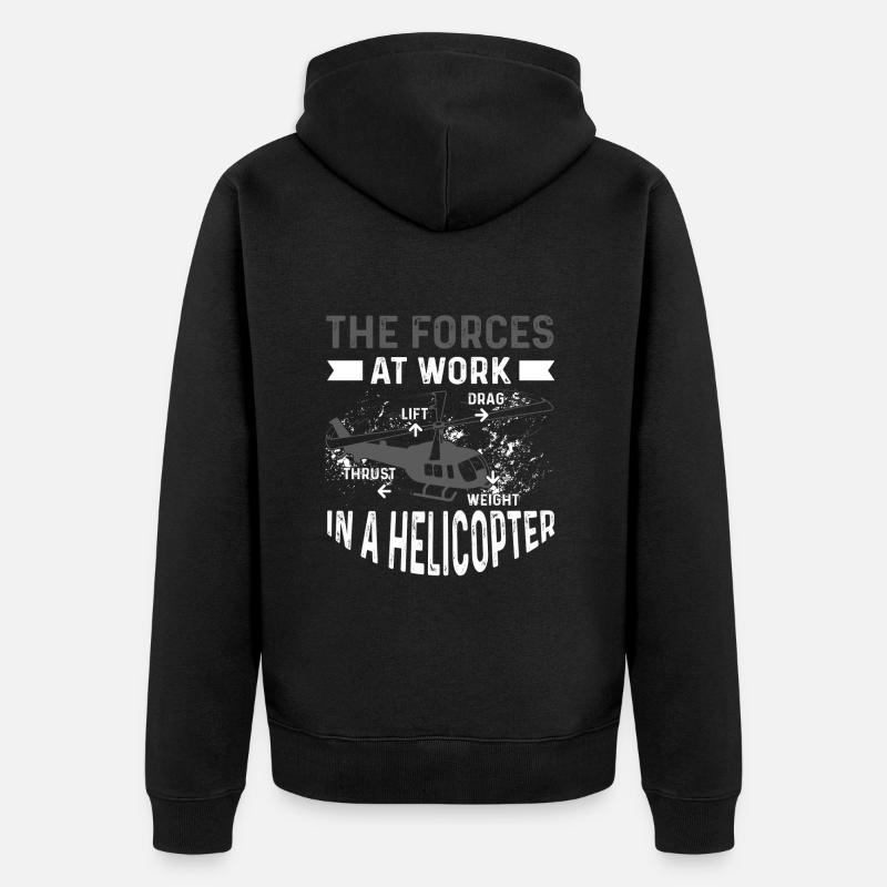 Hubschrauber Pilot Geschenk - Unisex Premium Bio Zip Hoodie - Schwarz