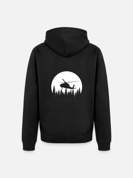 Retro Helicopter - Unisex Premium Organic Zip Hoodie - black