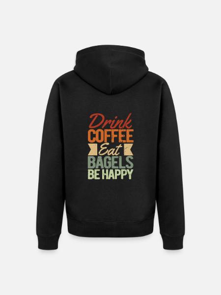 Bagel Gift Funny - Unisex Premium Organic Zip Hoodie - black