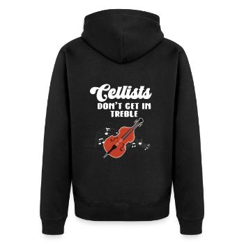 Cello Funny Gift Viola - Unisex Premium Organic Zip Hoodie - black - Back - Nico (187cm)