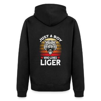 Liger Lustiges Geschenk - Unisex Premium Bio Zip Hoodie - Schwarz - Hinten - Nico (187cm)