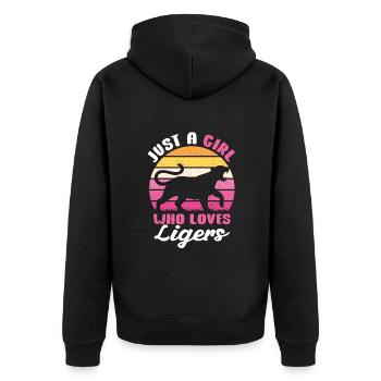 Liger Lustiges Geschenk - Unisex Premium Bio Zip Hoodie - Schwarz - Hinten - Nico (187cm)