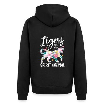 Liger Lustiges Geschenk - Unisex Premium Bio Zip Hoodie - Schwarz - Hinten - Nico (187cm)