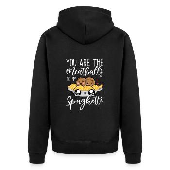 Spaghetti aux boulettes de viande drôle de cadeau italien - Veste à capuche bio Premium Unisexe - noir - Dos - Nico (187cm)