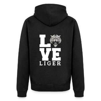 Liger Lustiges Geschenk - Unisex Premium Bio Zip Hoodie - Schwarz - Hinten - Nico (187cm)