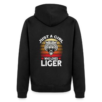 Liger Lustiges Geschenk - Unisex Premium Bio Zip Hoodie - Schwarz - Hinten - Nico (187cm)