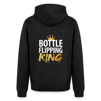 Water Bottel Flipping Geschenk Flaschendrehen - Unisex Premium Bio Zip Hoodie - Schwarz - Hinten - Nico (187cm)