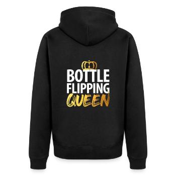 Water Bottel Flipping Geschenk Flaschendrehen - Unisex Premium Bio Zip Hoodie - Schwarz - Hinten - Nico (187cm)
