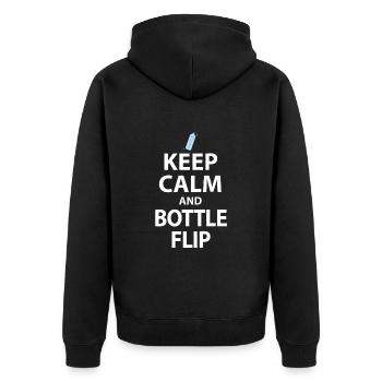 Water Bottel Flipping Geschenk Flaschendrehen - Unisex Premium Bio Zip Hoodie - Schwarz - Hinten - Nico (187cm)