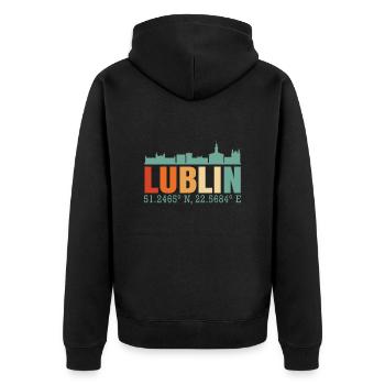 Lublin Pologne Skyline - Veste à capuche bio Premium Unisexe - noir - Dos - Nico (187cm)