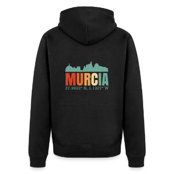 Murcia Spanien Skyline - Unisex Premium Bio Zip Hoodie - Schwarz - Hinten - Nico (187cm)