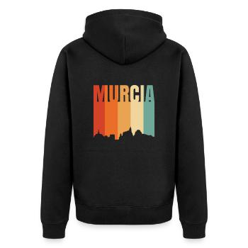 Murcia Spanien Skyline - Unisex Premium Bio Zip Hoodie - Schwarz - Hinten - Nico (187cm)