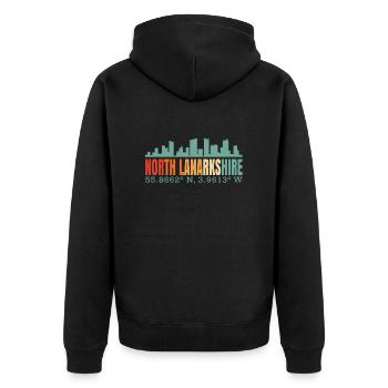 North Lanarkshire Grande-Bretagne Angleterre Skyline - Veste à capuche bio Premium Unisexe - noir - Dos - Nico (187cm)