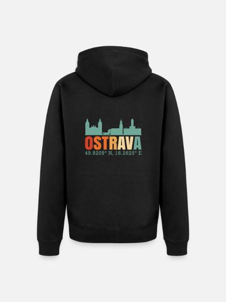 Ostrava République tchèque Skyline - Veste à capuche bio Premium Unisexe - noir