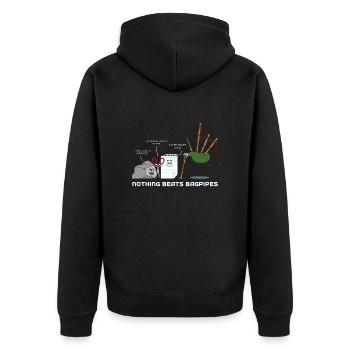 Dudelsack - Unisex Premium Bio Zip Hoodie - Schwarz - Hinten - Nico (187cm)