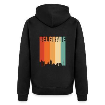 The beauty of Belgrade - Unisex Premium Organic Zip Hoodie - black - Back - Nico (187cm)