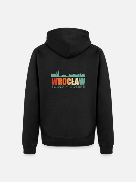 Wroclaw Poland Skyline - Unisex Premium Organic Zip Hoodie - black