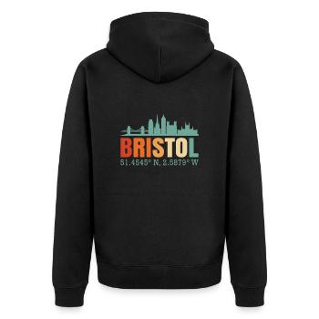 Bristol England Großbritannien Skyline - Unisex Premium Bio Zip Hoodie - Schwarz - Hinten - Nico (187cm)