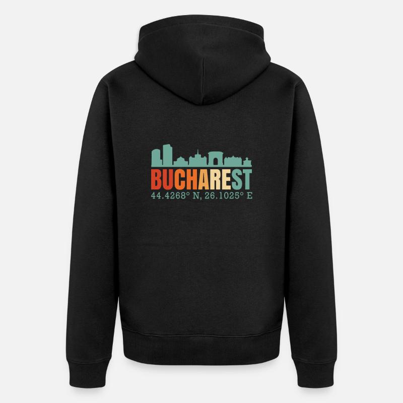 Bucarest Bucarest Roumanie Skyline - Veste à capuche bio Premium Unisexe - noir