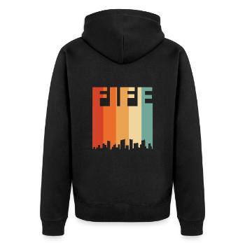Fife UK England - Unisex Premium Organic Zip Hoodie - black - Back - Nico (187cm)