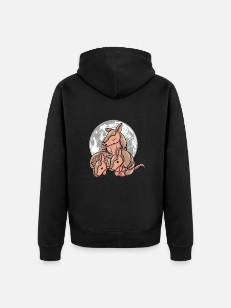 Armadillo Family Moon - Unisex Premium Organic Zip Hoodie - black