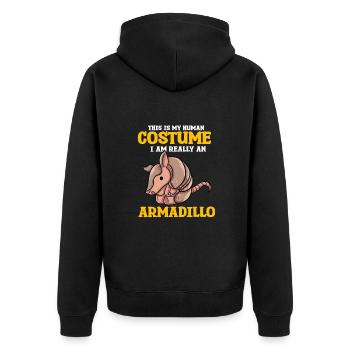 Armadillo Gift - Unisex Premium Organic Zip Hoodie - black - Back - Nico (187cm)