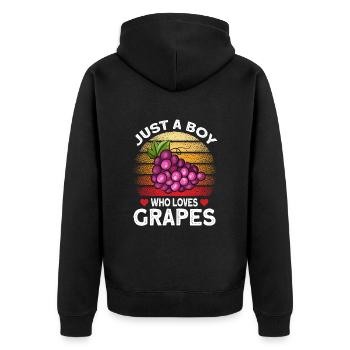 Grape Grapes Wine Gift - Unisex Premium Organic Zip Hoodie - black - Back - Nico (187cm)