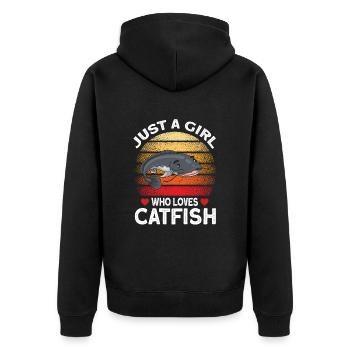 Cadeau de pêche au poisson-chat - Veste à capuche bio Premium Unisexe - noir - Dos - Nico (187cm)