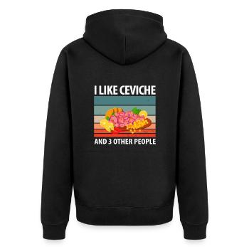 I like ceviche and 3 other people - Unisex Premium Organic Zip Hoodie - black - Back - Nico (187cm)