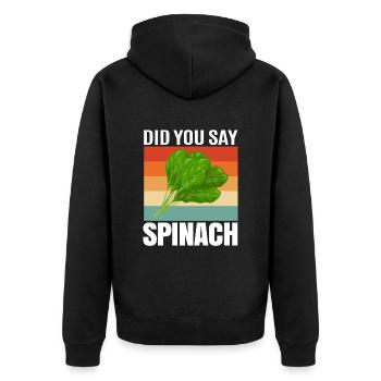 Spinach - Unisex Premium Organic Zip Hoodie - black - Back - Nico (187cm)