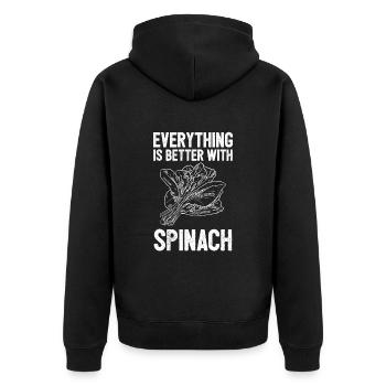 Spinach - Unisex Premium Organic Zip Hoodie - black - Back - Nico (187cm)