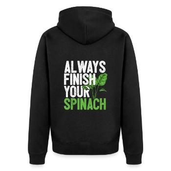 Spinach - Unisex Premium Organic Zip Hoodie - black - Back - Nico (187cm)