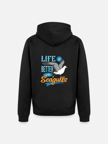 Seagull - Unisex Premium Organic Zip Hoodie - black