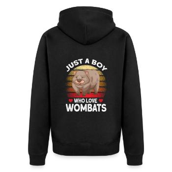 Wombats Wombat Australisches Tier Geschenk - Unisex Premium Bio Zip Hoodie - Schwarz - Hinten - Nico (187cm)