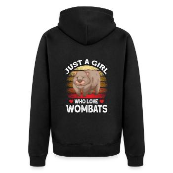 Wombats Wombat Australisches Tier Geschenk - Unisex Premium Bio Zip Hoodie - Schwarz - Hinten - Nico (187cm)