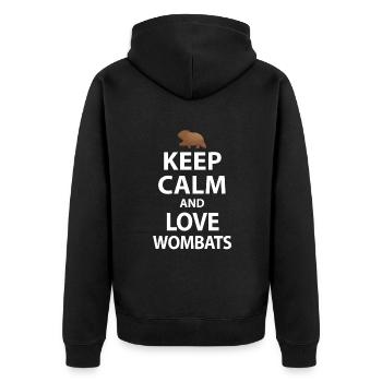 Wombats Wombat Australisches Tier Geschenk - Unisex Premium Bio Zip Hoodie - Schwarz - Hinten - Nico (187cm)