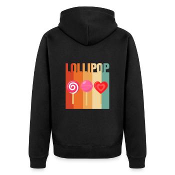 Lollipop Bonbon Süßes Geschenk - Unisex Premium Bio Zip Hoodie - Schwarz - Hinten - Nico (187cm)