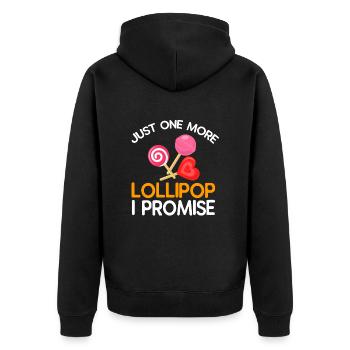 Lollipop Bonbon Süßes Geschenk - Unisex Premium Bio Zip Hoodie - Schwarz - Hinten - Nico (187cm)