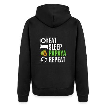 Papaya Frucht Sommer Geschenk - Unisex Premium Bio Zip Hoodie - Schwarz - Hinten - Nico (187cm)