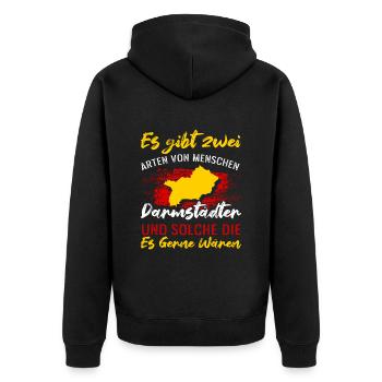 Es Gibt Zwei Arten Von Menschen Darmstädter Und We - Unisex Premium Bio Zip Hoodie - Schwarz - Hinten - Nico (187cm)