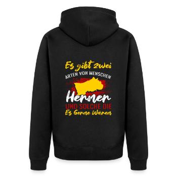 Es Gibt Zwei Arten Von Menschen Herne Und Welche D - Unisex Premium Bio Zip Hoodie - Schwarz - Hinten - Nico (187cm)