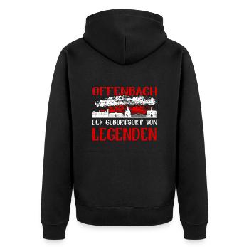 Offenbach Der Geburtsort Von Legenden - Unisex Premium Bio Zip Hoodie - Schwarz - Hinten - Nico (187cm)