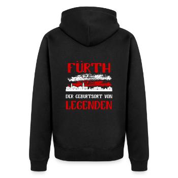 Fürth Der Geburtsort Von Legenden - Unisex Premium Bio Zip Hoodie - Schwarz - Hinten - Nico (187cm)