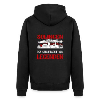 Solingen Der Geburtsort Von Legenden - Unisex Premium Bio Zip Hoodie - Schwarz - Hinten - Nico (187cm)