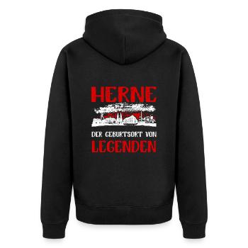 Herne Der Geburtsort Von Legenden - Unisex Premium Bio Zip Hoodie - Schwarz - Hinten - Nico (187cm)